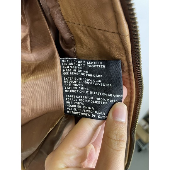 Micheal Kors Brown Leather Moto Jacket‎ Size Small - Picture 6 of 12